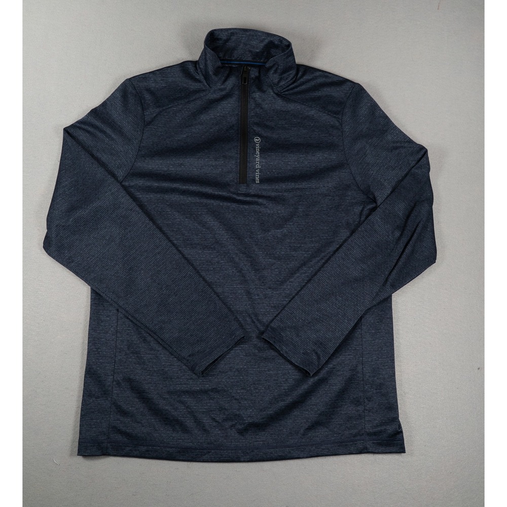 Vineyard Vines Mens On-The-Go Sankaty Quarter Zip Pullover Navy Space Dye M